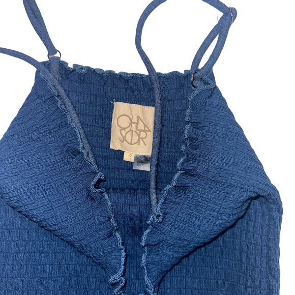CHASER Navy Smocked Tank Top Size Small NWOT - Picture 3 of 3